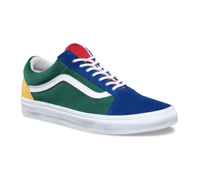 red yellow blue and green vans